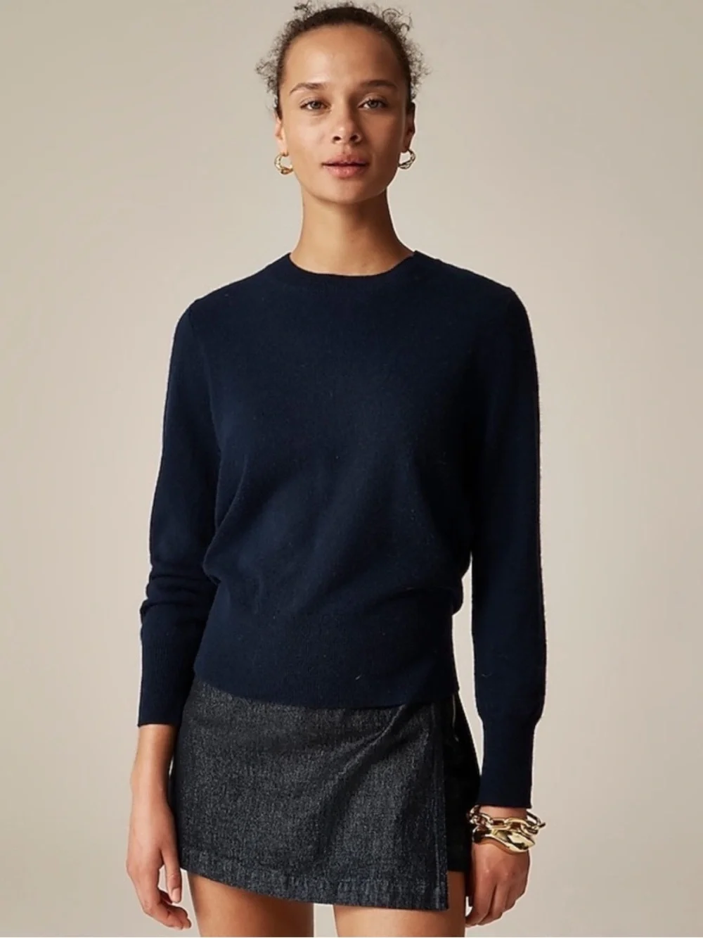 J. Crew Classic Fit Cashmere Crewneck Sweater in Navy Blue Size Small NWT